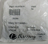 (50) MSC/Barnes 35286 Retaining Ring 9/16, .530 Groove, .035 Thick  Qty 50
