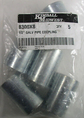 (5) Kimball Midwest 8300X8 1/2" Galvanized Pipe Coupling Lot of 5