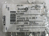 (100) Hi-Line KTW60 16-14 AWG Non-Insulated Butt Seam Connectors Disconnects