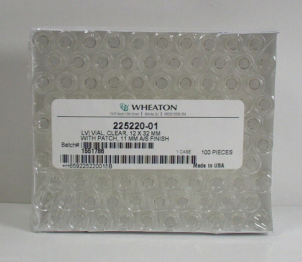 Wheaton 225220-01 LVI Vial Clear 12 x 34mm With Patch 11mm A/S Finish Box of 100