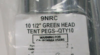 (10) SE 9NRC 10-1/2" Green Head Stopper Tent Peg Stake Qty 10