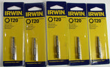5X Irwin 3523241C T20 Torx Power Bit 1-15/16" Long