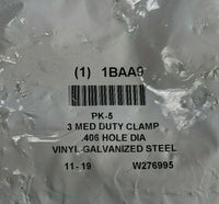 5PK 3" Medium Duty Cushioned Cable Clamp Vinyl - Galvanized Steel .406" Hole
