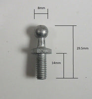 (4) Springfix Metric 8mm Threaded Ball Stud M6-1.00 x 14mm 29.5mm OAL Qty 4