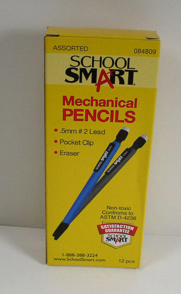 (12) School Smart 084809 Mechanical Pencil .5mm Assorted Color 12 Pack
