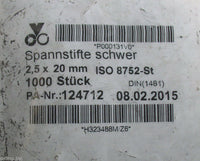 Jorg Vogelsang 2.5 x 20mm Steel Spring Pin Heavy Duty Black Oxide Pack of 1000