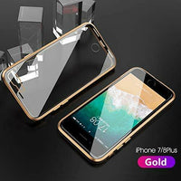 MQman 360 Full Protection Front+Back Glass Plate iPhone 7/8 Aluminum Case Gold