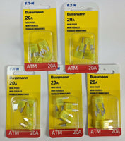 25X Bussmann BP/ATM-20-RP Yellow 20A Mini Fuse 5X Pack of 5