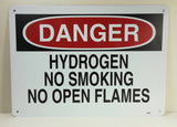 Danger Hydrogen No Smoking No Open Flames 10 x 14 Aluminum Sign