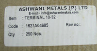 (250) Ashwani Metals 1621A04685 Machined Brass 10-32 Threaded Terminal Qty 250