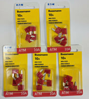 25X Bussmann BP/ATM-10-RP Red 10A Mini Fuse 5X Pack of 5