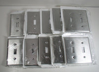 (10) Leviton 84009 Stainless Steel 2-Gang Toggle Switch Wall Plate Cover Qty 10