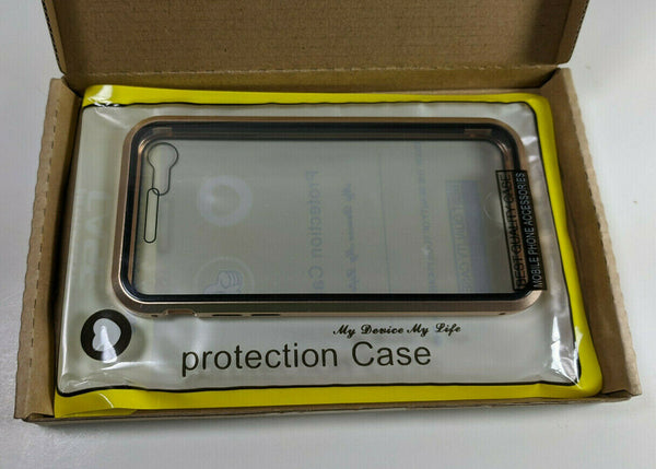 MQman 360 Full Protection Front+Back Glass Plate iPhone 7/8 Aluminum Case Gold