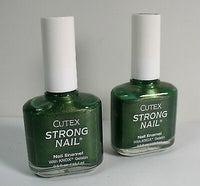 Cutex Strong Nail Leaf Green (80003) Enamel with Knox Gelatin .5 oz Lot of 2